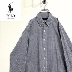 超人気❗️ラルフローレン　ワンポイントロゴシャツ　M 90s刺繍古着希少レア長袖
