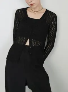 【新品、タグ付き】select MOCA シアーレース　カーディガン　ブラックのサムネイル