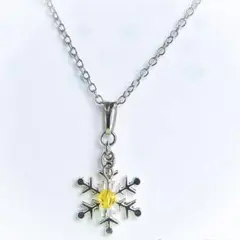 黄色◇雪の結晶&スワロフスキーのネックレス◇ボールチェーン◇推し活