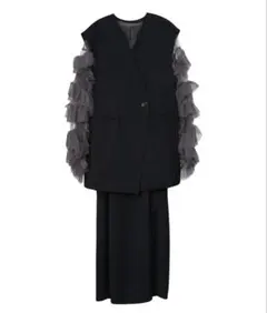 ANDRESD バックシアージレセットアップ・デコラティブチュールトップス　S