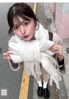 起毛フェイクウールフリンジボリュームマフラー[fo1250] グレー