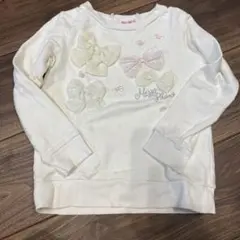 130 メゾピアノ  トレーナー　リボン　裏起毛