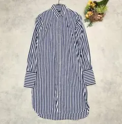 美品✨ポロラルフローレン　ロングシャツワンピース　ストライプ　刺繍
