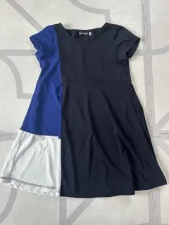 BeBe 半袖ワンピース バイカラー 110cm