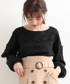 MAJESTIC LEGON レース付き プルオーバー 黒