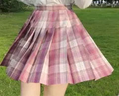 ピンク チェック プリーツスカート セット