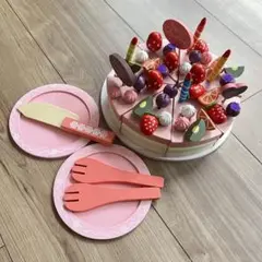 【木製】ケーキ　おままごと　誕生日ケーキセット