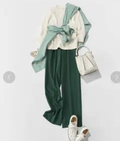 23区s【CLASSY掲載】トリアセダブルクロスストレートパンツ　グリーン系34