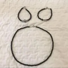 天然石２点セット☆ ネックレス　ブレスレット　ネイビー