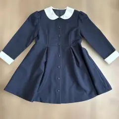 長袖ワンピース　紺　冠婚葬祭　卒園式　入学式　シンプル　Aライン