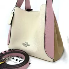 新品未使用 COACH コーチ 2way バッグ ハドリー ホーボー 白×ピンク