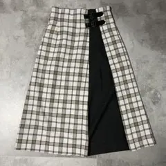 ロペピクニックチェック柄フレアスカート サイドバックル付き