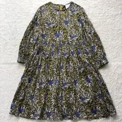 美品'S Max Mara エスマックスマーラ シルクワンピース総柄フリルロング 美品'S Max Mara エスマックスマーラ シルクワンピース総柄フリル