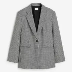 Ｈ&Mオーバーサイズ ツイルブレザー 千鳥格子柄 XS