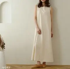 NOAHL ノースリーブワンピース　Ｖネック　リネン