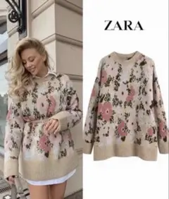 ZARA 花柄ニットセーター
