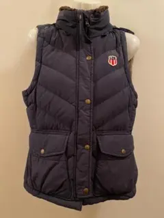 R.L. ファー付きネイビーキルティングベスト　ラルフローレン