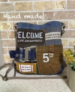 123.年中使える★デニムリメイク★ショルダーバッグ★ハンドメイド