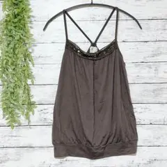 A1039　KUMIKYOKU　ブラウン系　ビーズ付きキャミソール　F