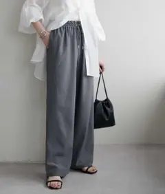 【DISCOAT】-3kg見え　とろみイージーパンツ　グレー　Lサイズ