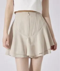 rienda レイヤードヘムコルセットスコートショートパンツ ベージュ