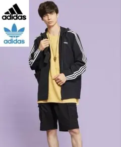 アディダス 黒×白 ウインドブレーカー Mサイズ adidas パーカー