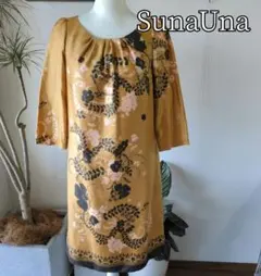 【日本製】スーナウーナ　フラワープリントワンピース　刺繡あり