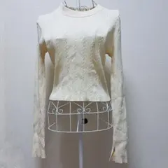 【美品】GU ケーブルミニハイネックセーター M アイボリー 完売品
