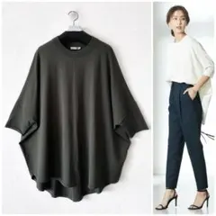極美品✨23区 オックスストレッチ ノーカラージレ 大きめ44 グレー