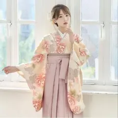 新品袴3点セット 卒業式 小学生 大学生 アイボリー オレンジ 25MPK