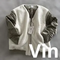 新品!vin フリースジャケット・ボアジャケット アイボリー/オリーブ