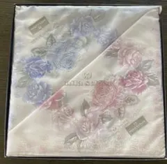 mila schon 大判ハンカチ 花柄 ピンク　青　シルク　コットン　新品のサムネイル