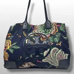 Tory Burch トリーバーチ トートバッグ 花柄 大容量 ネイビー A4のサムネイル