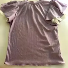半袖　トップス　レディース　シャツ　薄紫色　Tシャツ フリル　Ｌサイズ 匿名配送