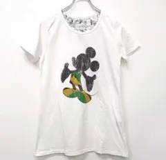 ディズニー　ミッキーマウス　Tシャツ ホワイト　半袖　【L】　美品のサムネイル