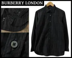 美品 バーバリー ロンドン ブラック ノバチェック 総柄 ドレス シャツ 黒 L