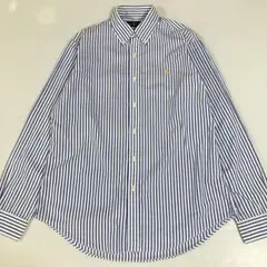 ラルフローレン　ボタンダウンシャツ 青白ストライプ　Mサイズ