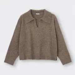美品✨GUジーユー　パフィータッチスキッパーポロセーター　ブラウン　L ゆったり