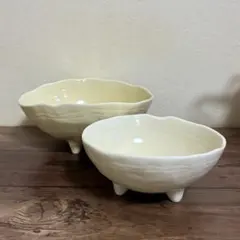 足付きボウル 2個セット クリーム色 陶器のサムネイル