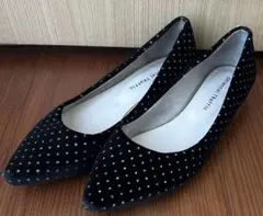 即発送 オリエンタルトラフィック パンプス スエード ポインテッドトゥ バレエ黒