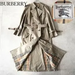 未使用 タグ付き 90's 白タグ Burberrys Mサイズ ノバチェック 白タグ BURBERRYS ステンカラーコート ショート ノバチェック 玉虫色