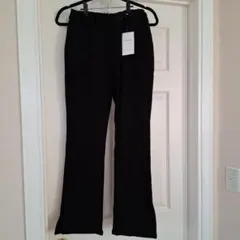 しまむら　Helm　裏起毛　スリットフレアパンツ 　ブラック