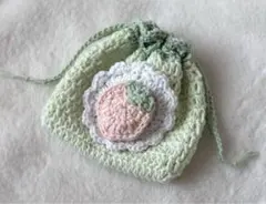 いちご　巾着　編み物　ハンドメイド　かぎ編み