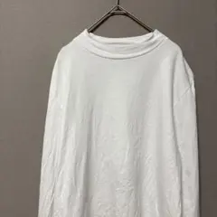 ナノユニバース　クルーネック長袖Tシャツ(M)ホワイト　コットン100%