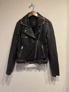 ZARA ユーズド加工　レザーライダースジャケット　ザラ