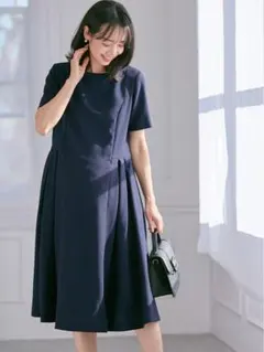 ネイビー マタニティワンピース