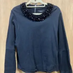 【美品】DIESEL ビーズ装飾 ブラック長袖Tシャツ/Mサイズ