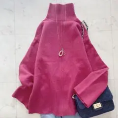 美品　ミラオーウェン　バックスリットウールカシミヤニット　ピンク