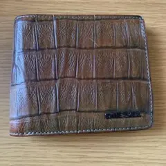 DIESEL 本革 二つ折り財布 ブラウン　クロコダイル風