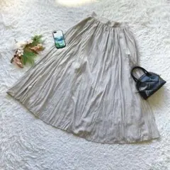 シンプリシテェ プリーツスカート ロング F きれいめ通勤用 ウエストゴム 春秋